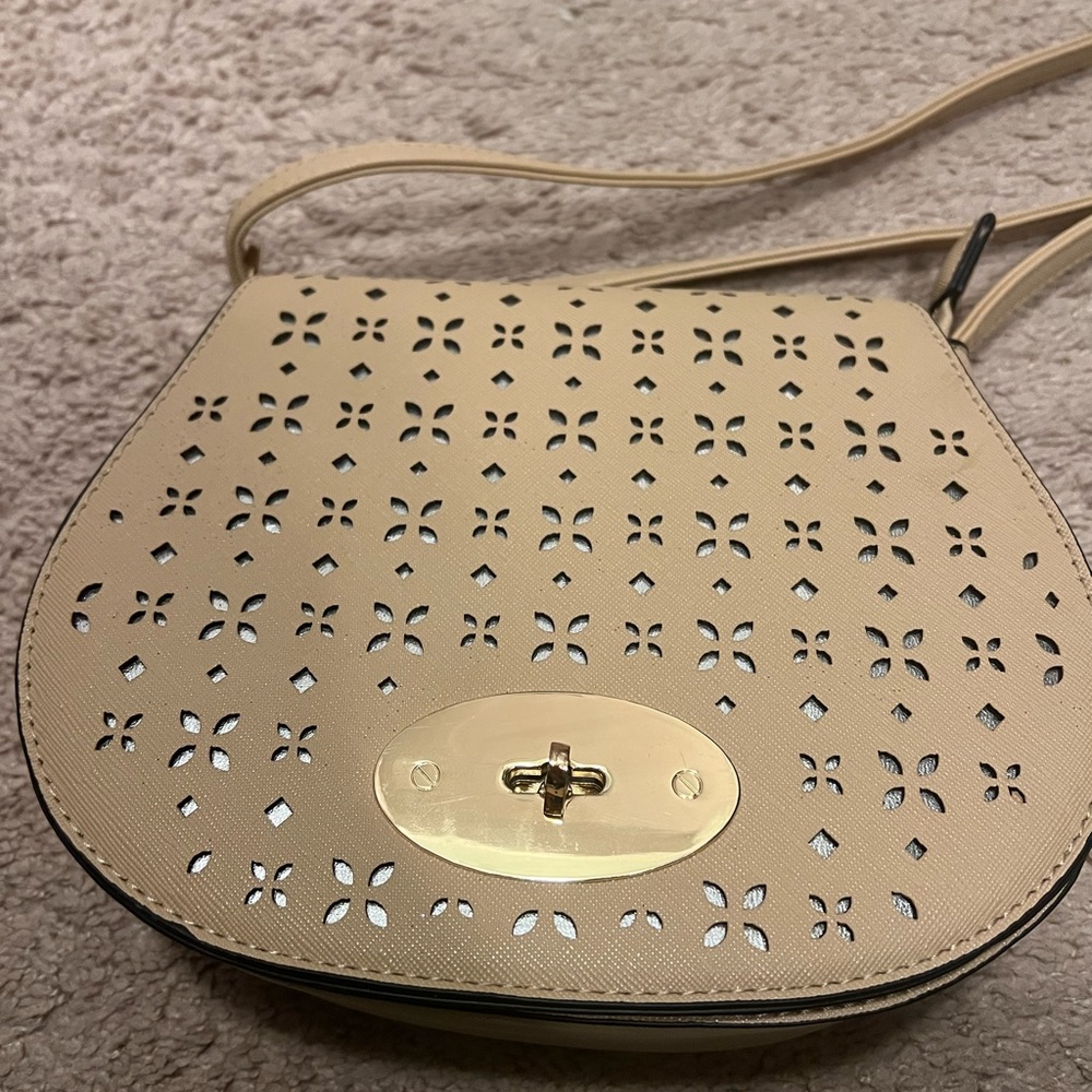 Crossbody/shoulder tan//rosegold purse